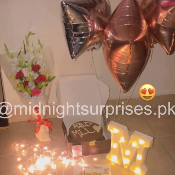 cake, bouquet, led letter & balloons ✨
