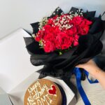 Cake and Red Roses Bouquet - All over Pakistan